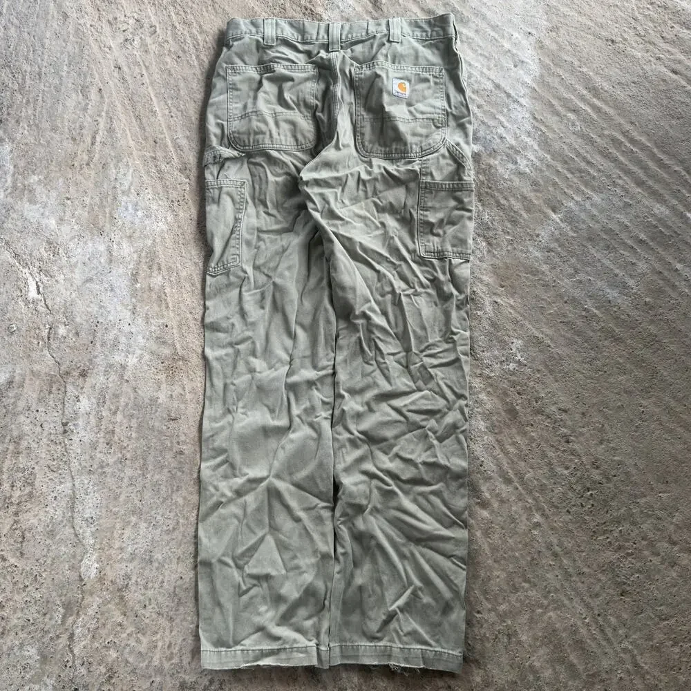 VINTAGE B324 ARG GREEN CARHARTT RELAXED FIT CARPENTER PANTS 33X34 LOOSE